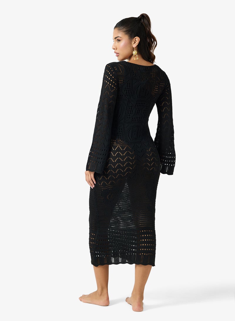 Ginger Tie Up Detail Crochet Beach Dress - Image 2